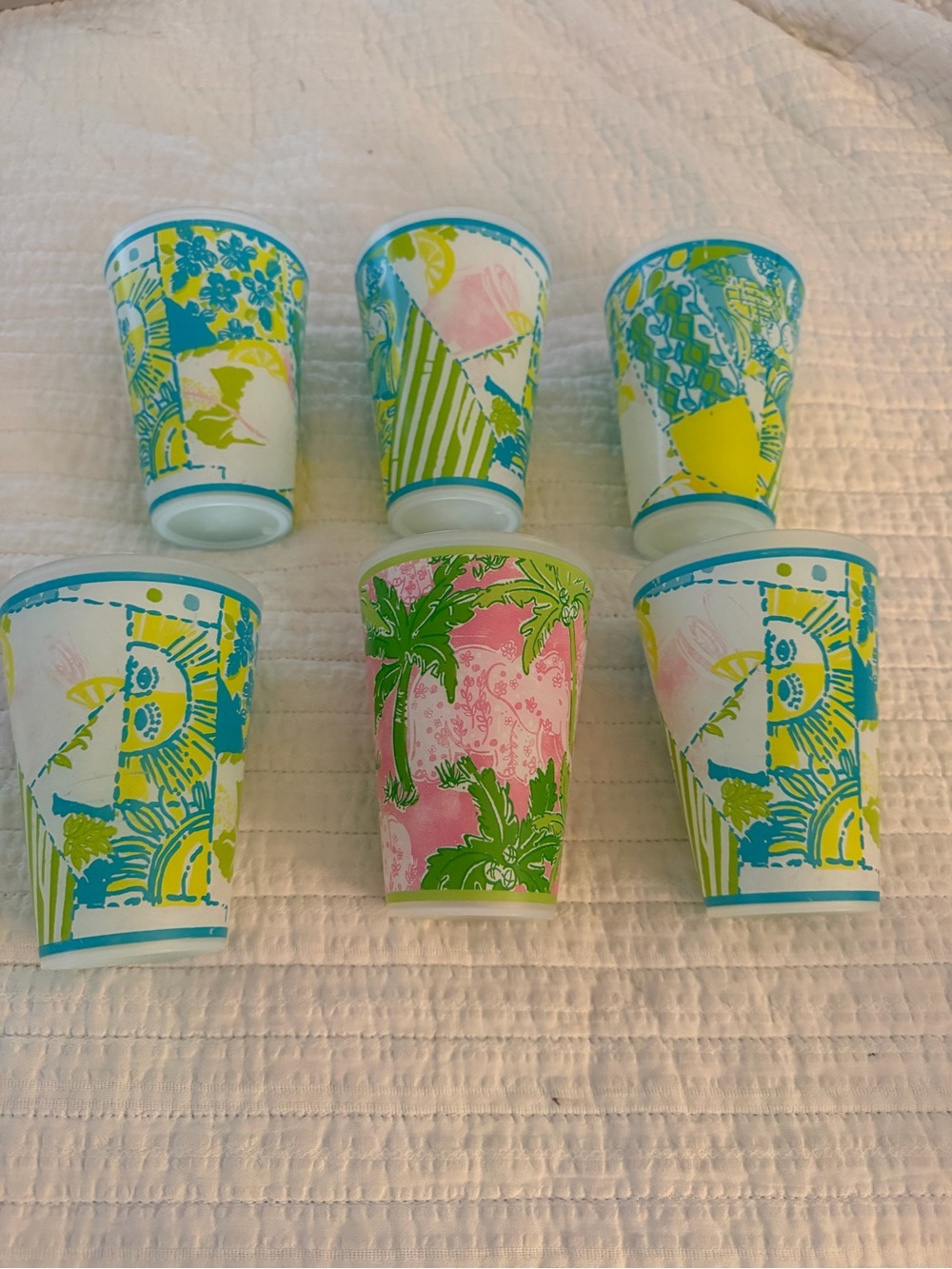 Lilly style Colorful Patterned Pool Cups - Tropical Mix set of 6